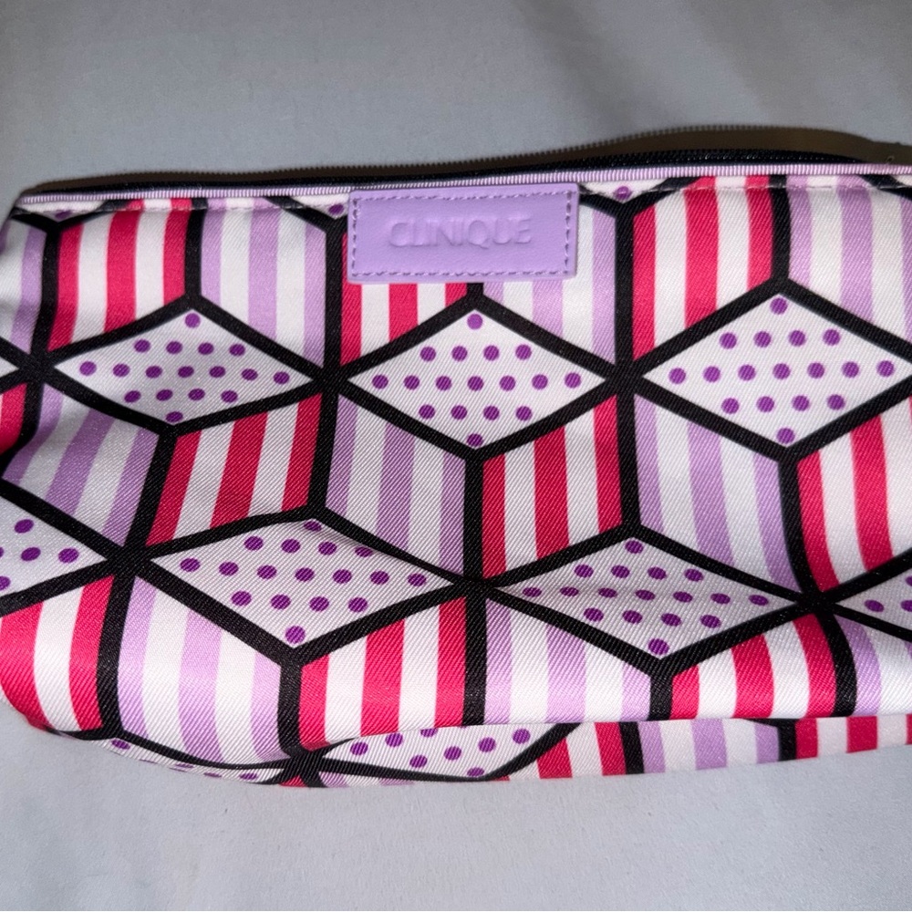 Clinique Pink & Purple Geometric Cosmetic Pouch